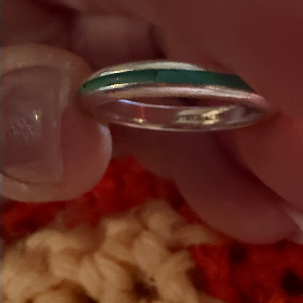 Tiffany & Co. Silver Ring with Teal Accent